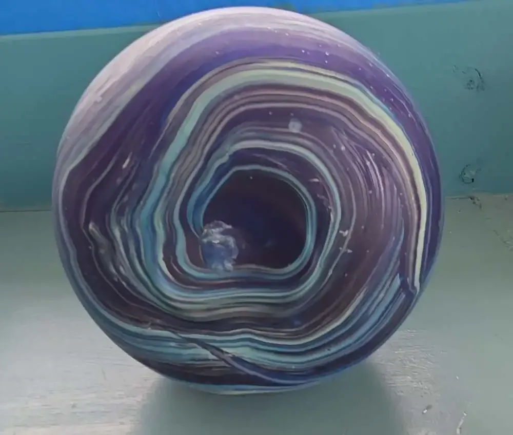 Hand Blown Art Glass Swirled Blue and Green Vase